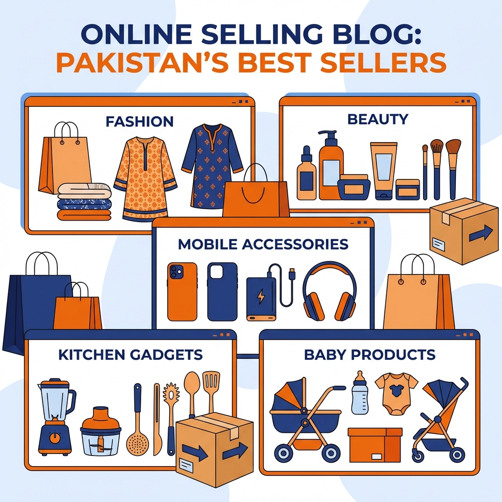 Best selling products for COD business in Pakistan 2026 - Fashion, beauty, mobile accessories, kitchen gadgets, baby products